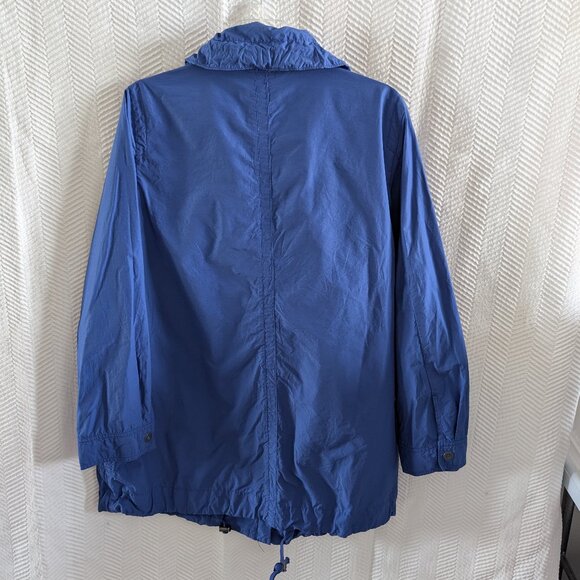 Eileen Fisher Royal Blue Rain Jacket High Collar Nylon Windbreaker Medium - Picture 3 of 7